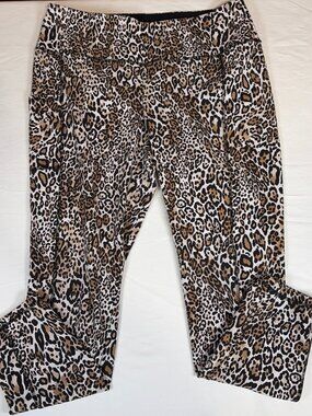 Weekends by Chico Animal Print Pull On Pants Women's 12 Multicolor